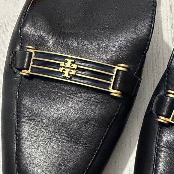 Tory Burch Amelia Black Leather Women's Loafers with Gold Accents Size 7.5 - Picture 13 of 15